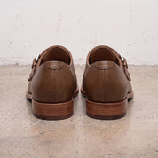 Men's Brown Cap-Toe Leather Double Monk Strap Shoes — Hitchley
