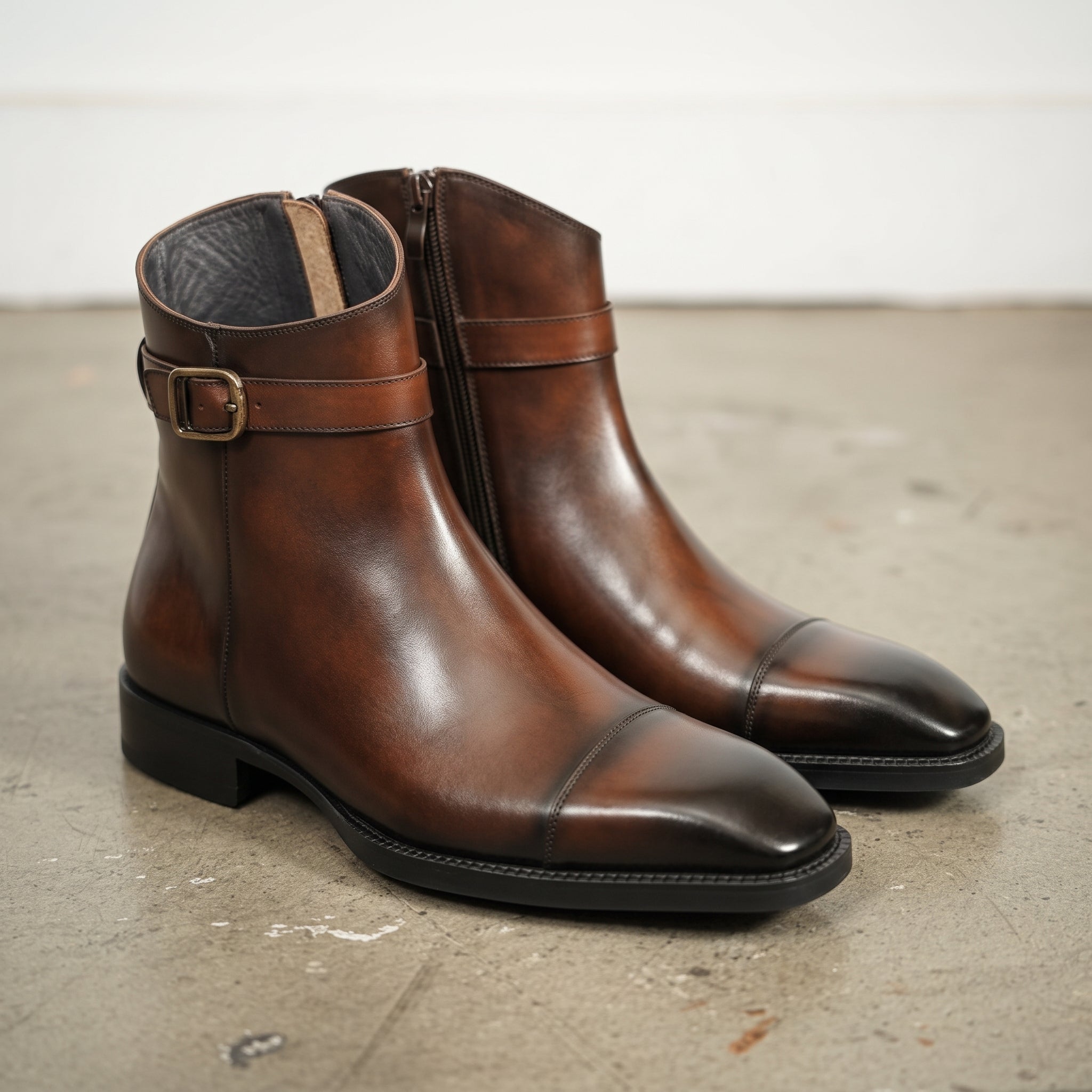 Men's Brown Cap-Toe Leather Jodhpur Boots — Reynolds