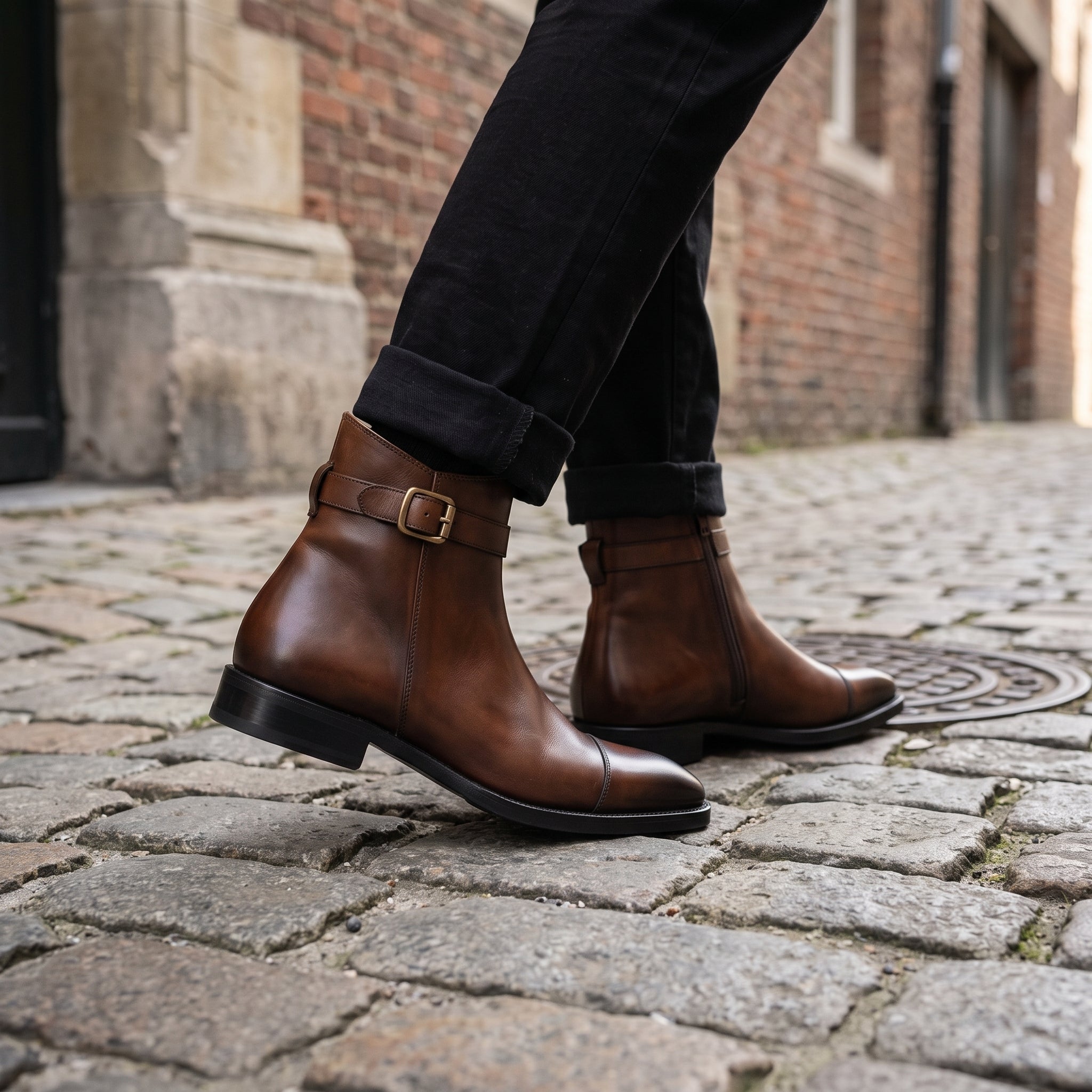Men's Brown Cap-Toe Leather Jodhpur Boots — Reynolds
