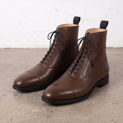 Men's Brown Cap-Toe Leather Oxford Boots — Wingham