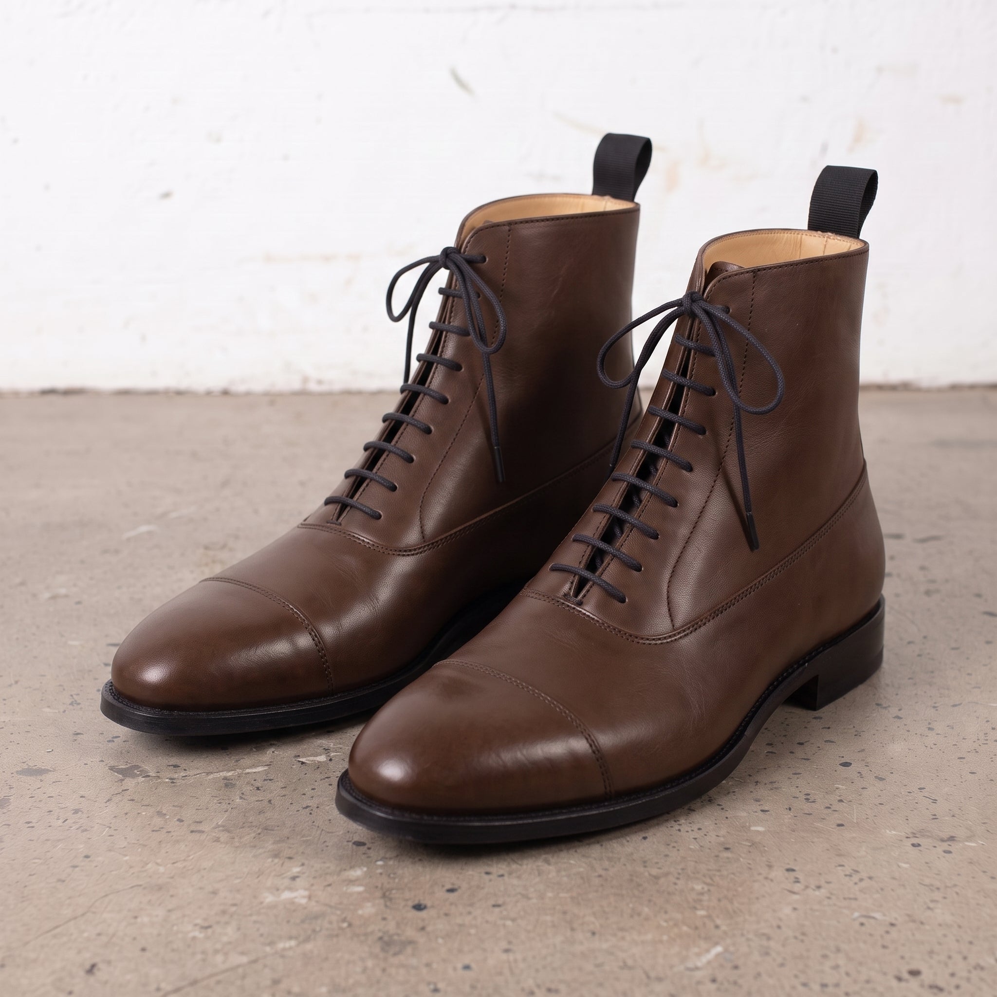 Men's Brown Cap-Toe Leather Oxford Boots — Wingham