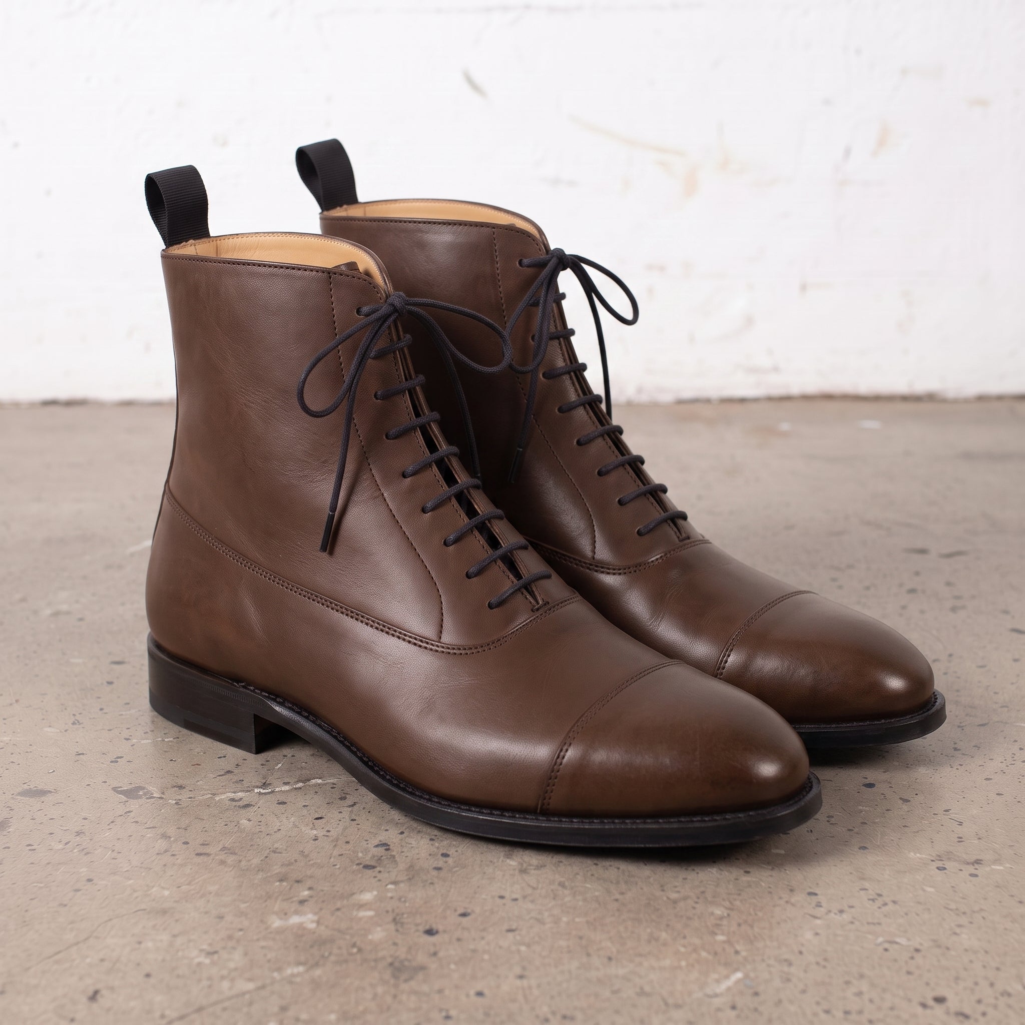 Men's Brown Cap-Toe Leather Oxford Boots — Wingham