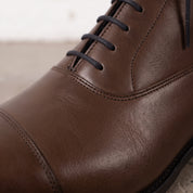 Men's Brown Cap-Toe Leather Oxford Boots — Wingham