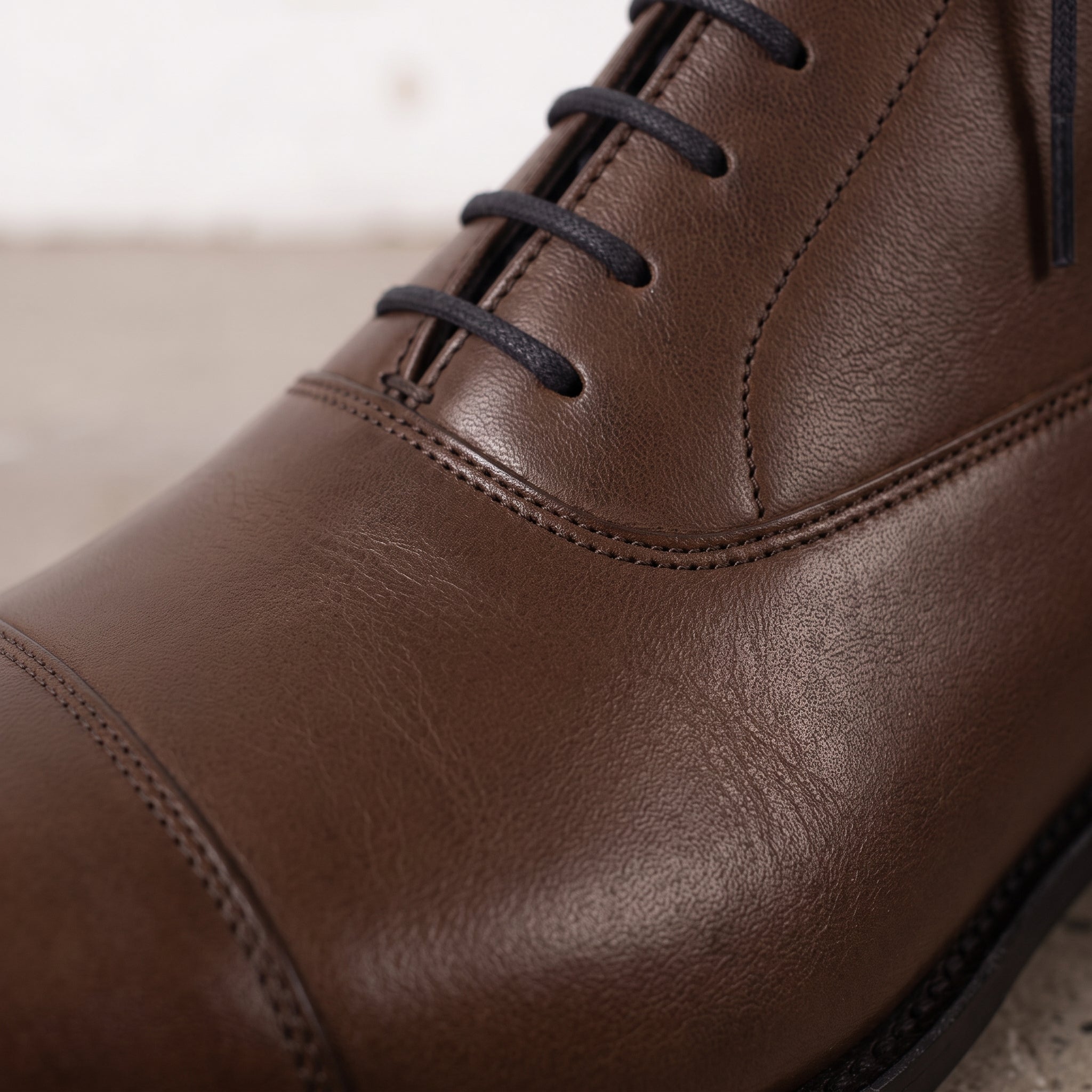 Men's Brown Cap-Toe Leather Oxford Boots — Wingham