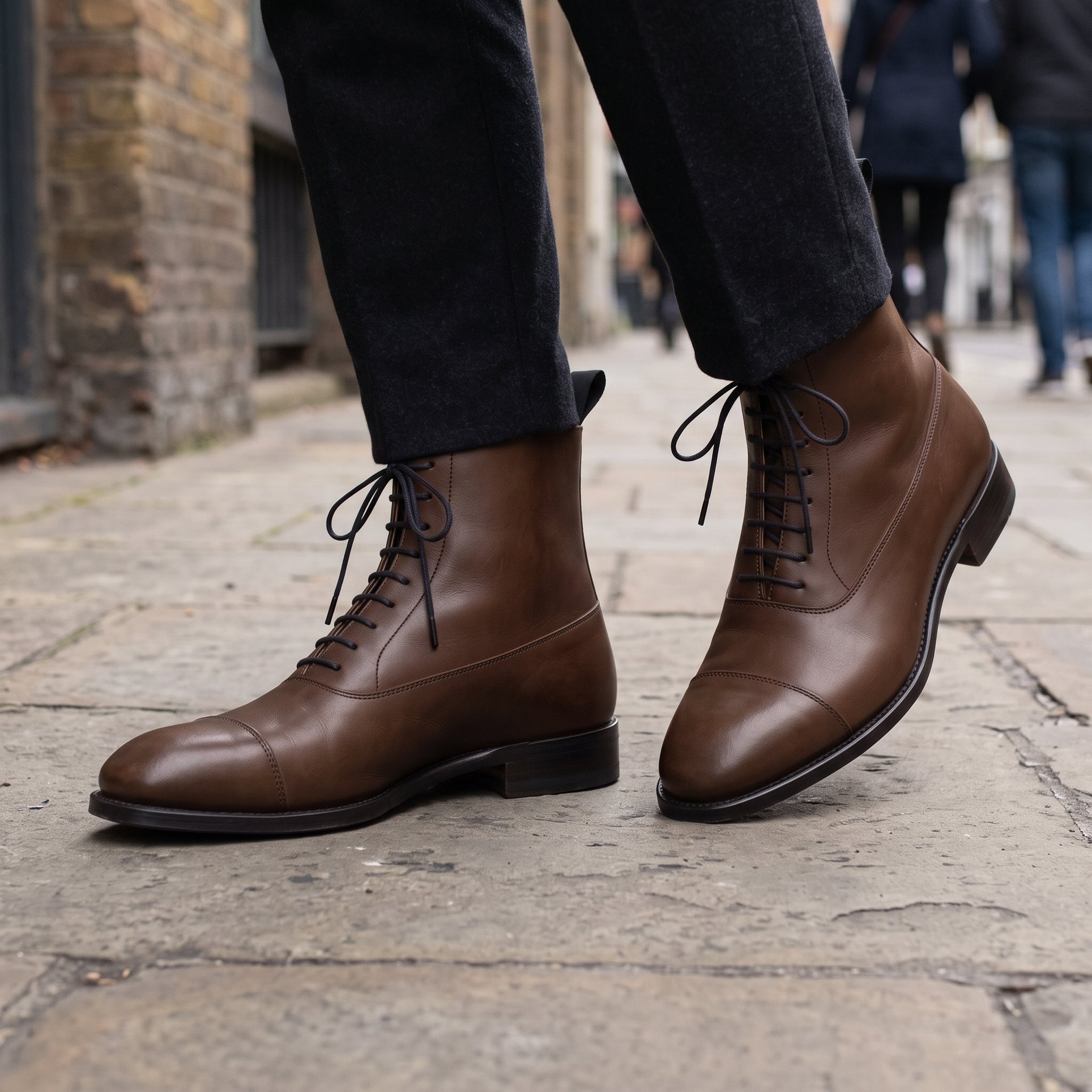 Men's Brown Cap-Toe Leather Oxford Boots — Wingham