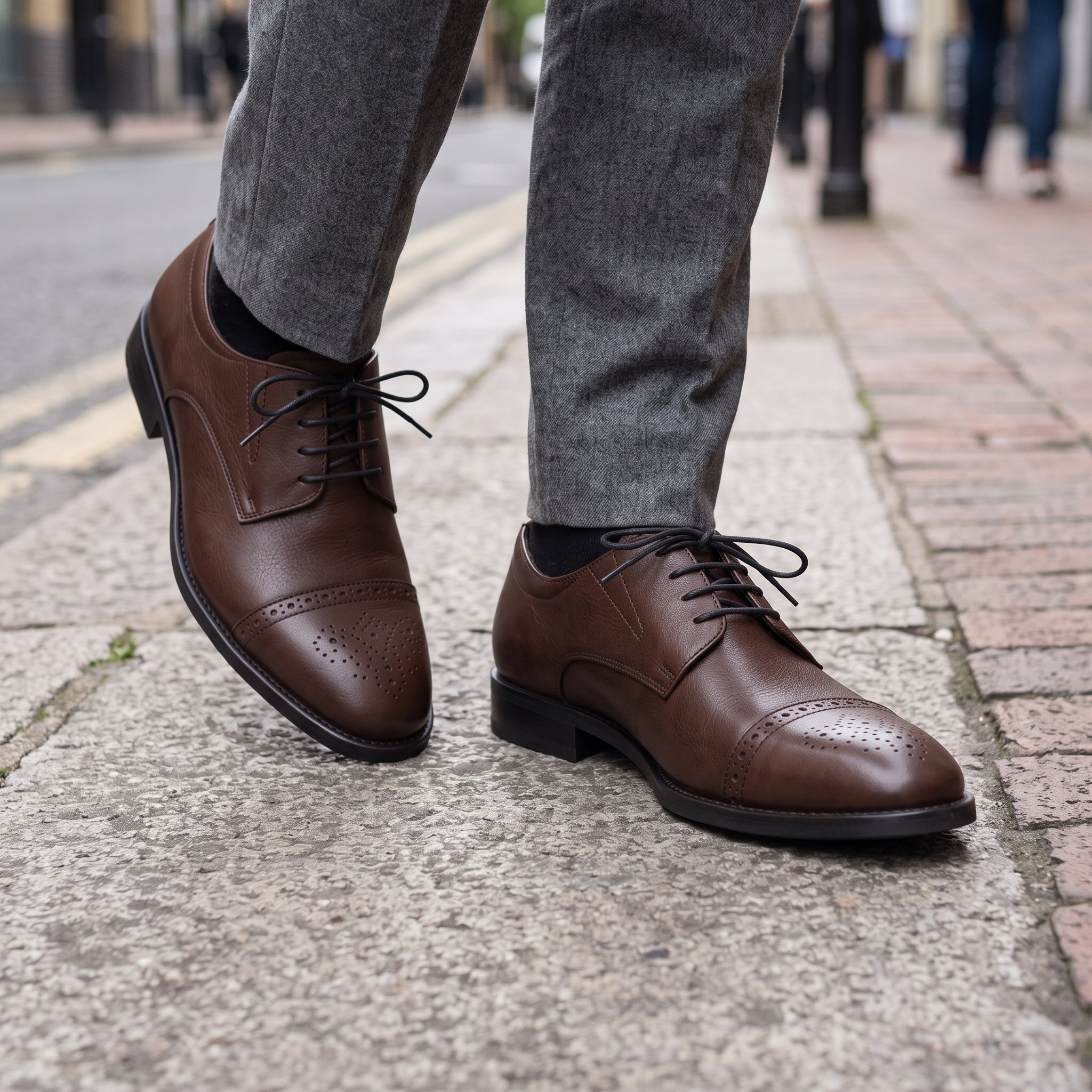 Men's Brown Cap-Toe Leather Derby — Adstock