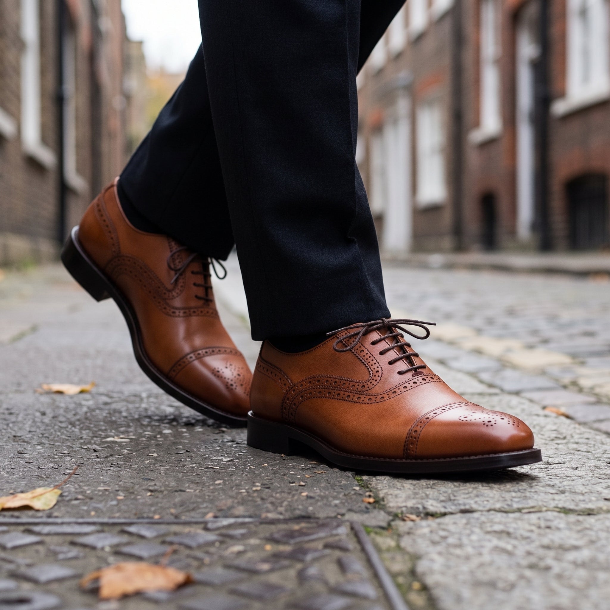 Handmade Men Brown Oxford Formal Shoes Brogue Dress Shoes Leather Shoes