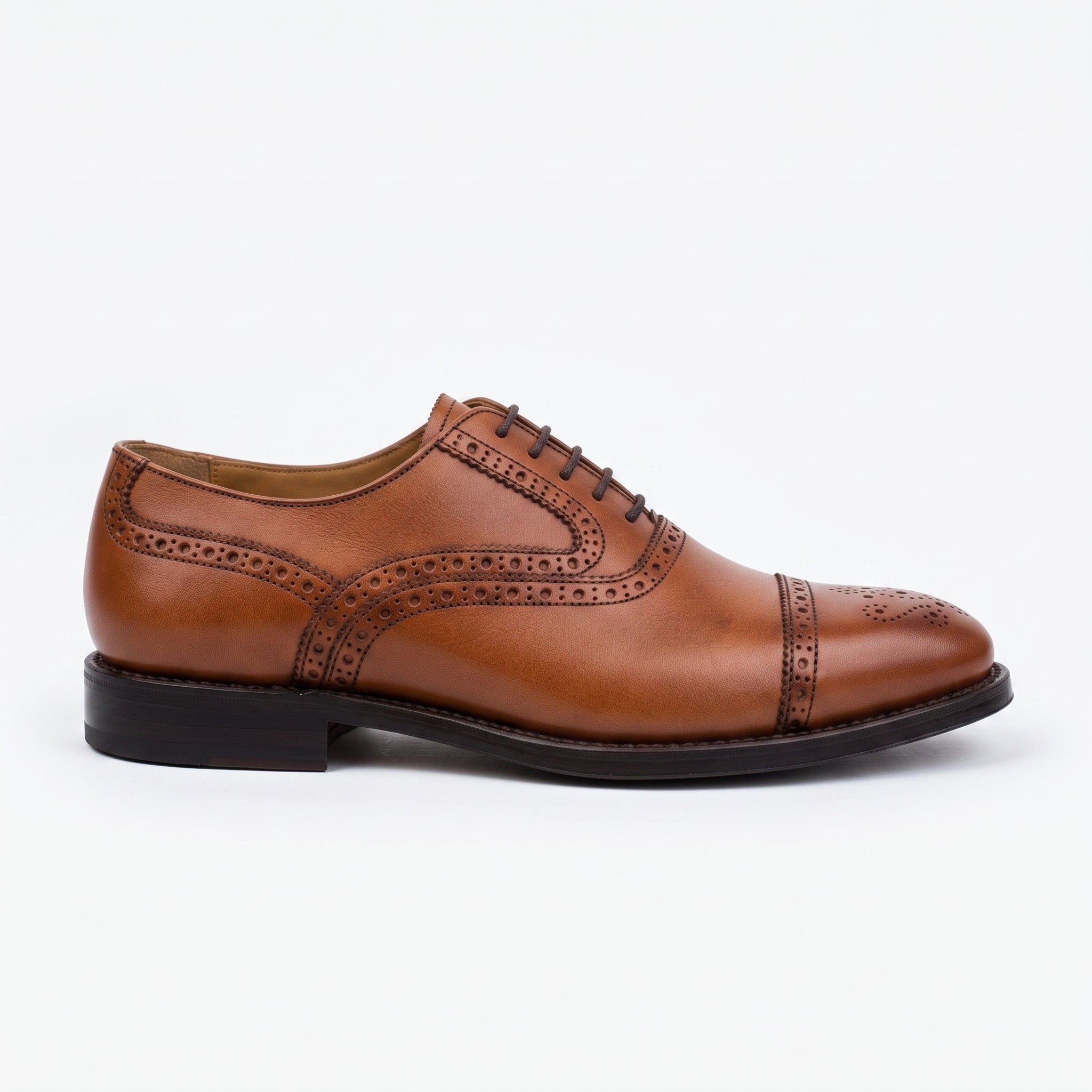 Men's Brown Cap-Toe Leather Oxfords — Ardwick