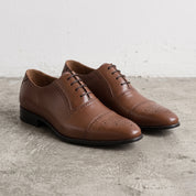 Men's Brown Cap-Toe Leather Oxfords — Aspall
