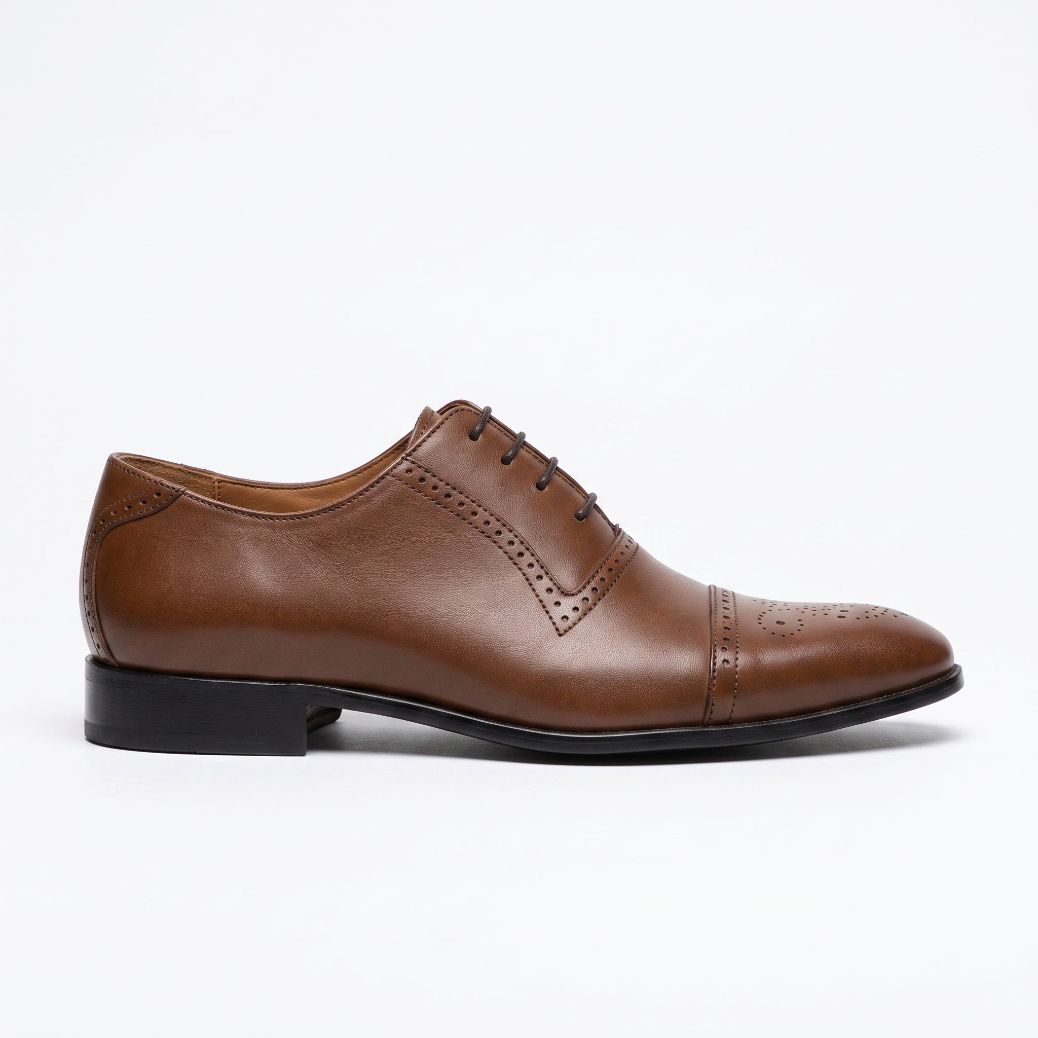 Men's Brown Cap-Toe Leather Oxfords — Aspall