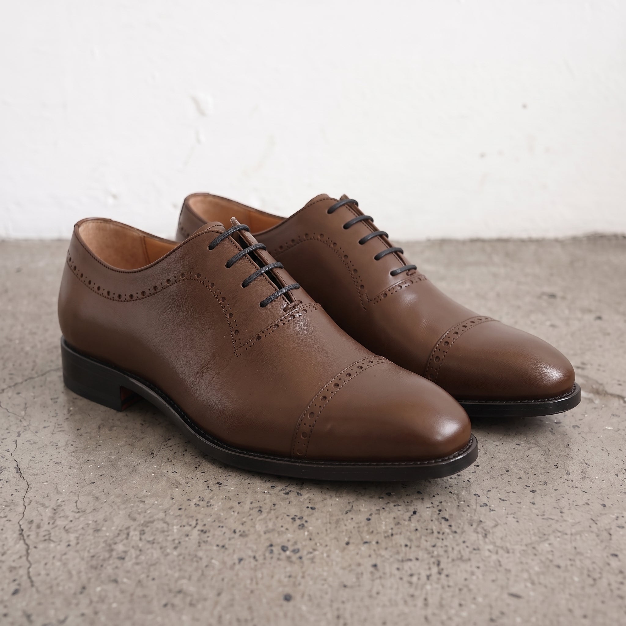 Men's Brown Cap-Toe Leather Oxfords — Churwell