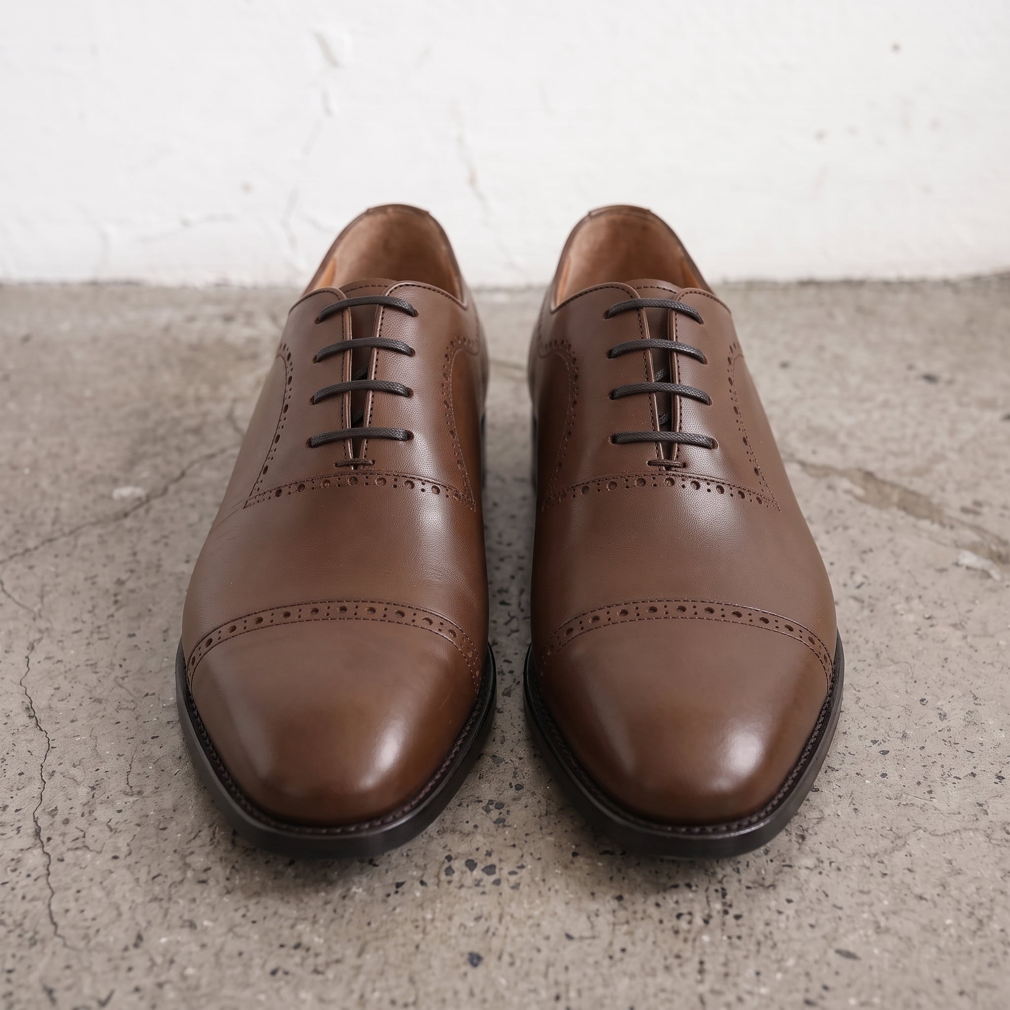 Men's Brown Cap-Toe Leather Oxfords — Churwell
