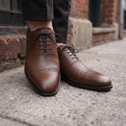 Men's Brown Cap-Toe Leather Oxfords — Churwell