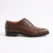 Men's Brown Cap-Toe Leather Oxfords — Churwell