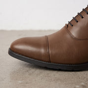 Men's Brown Cap-Toe Leather Oxfords — Oakes