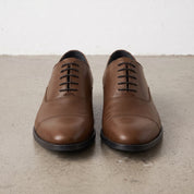 Men's Brown Cap-Toe Leather Oxfords — Oakes