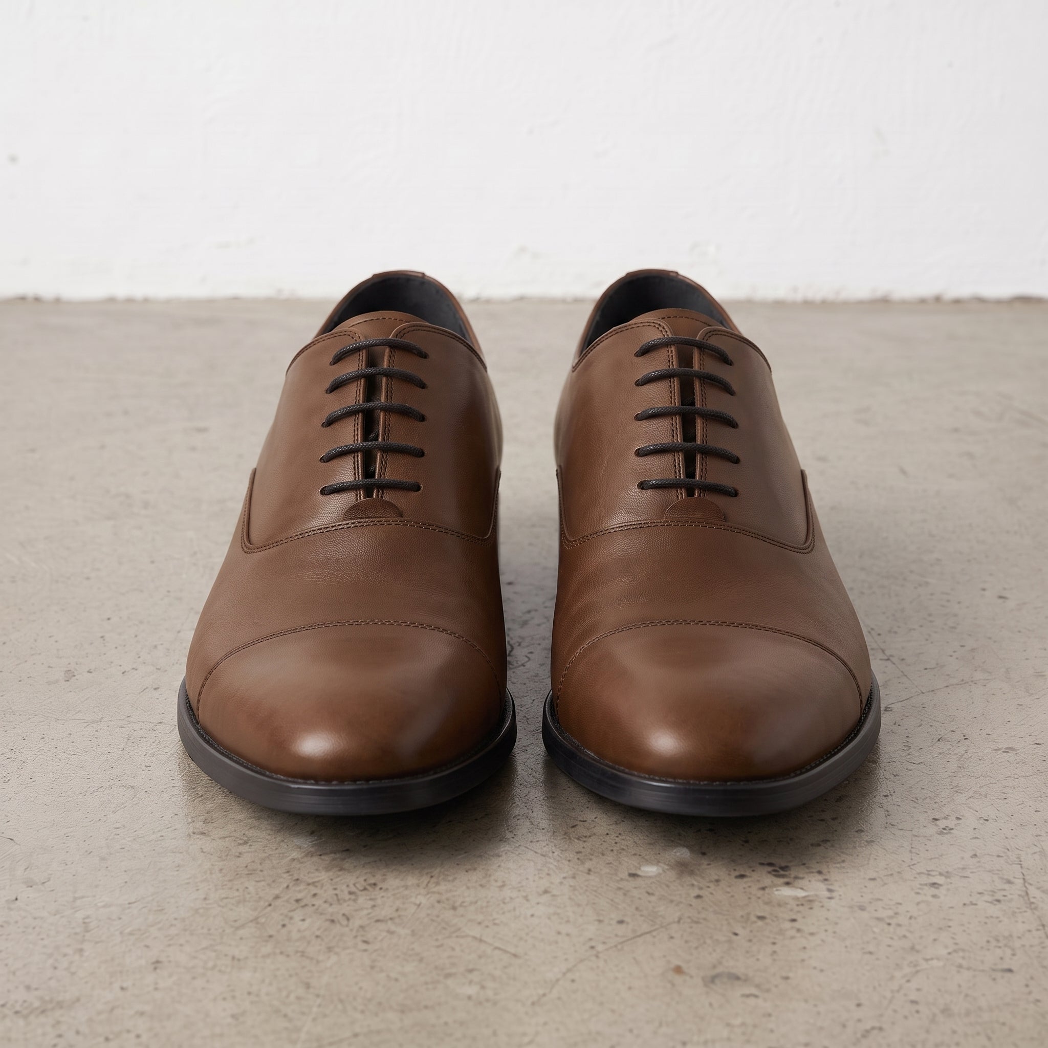 Men's Brown Cap-Toe Leather Oxfords — Oakes