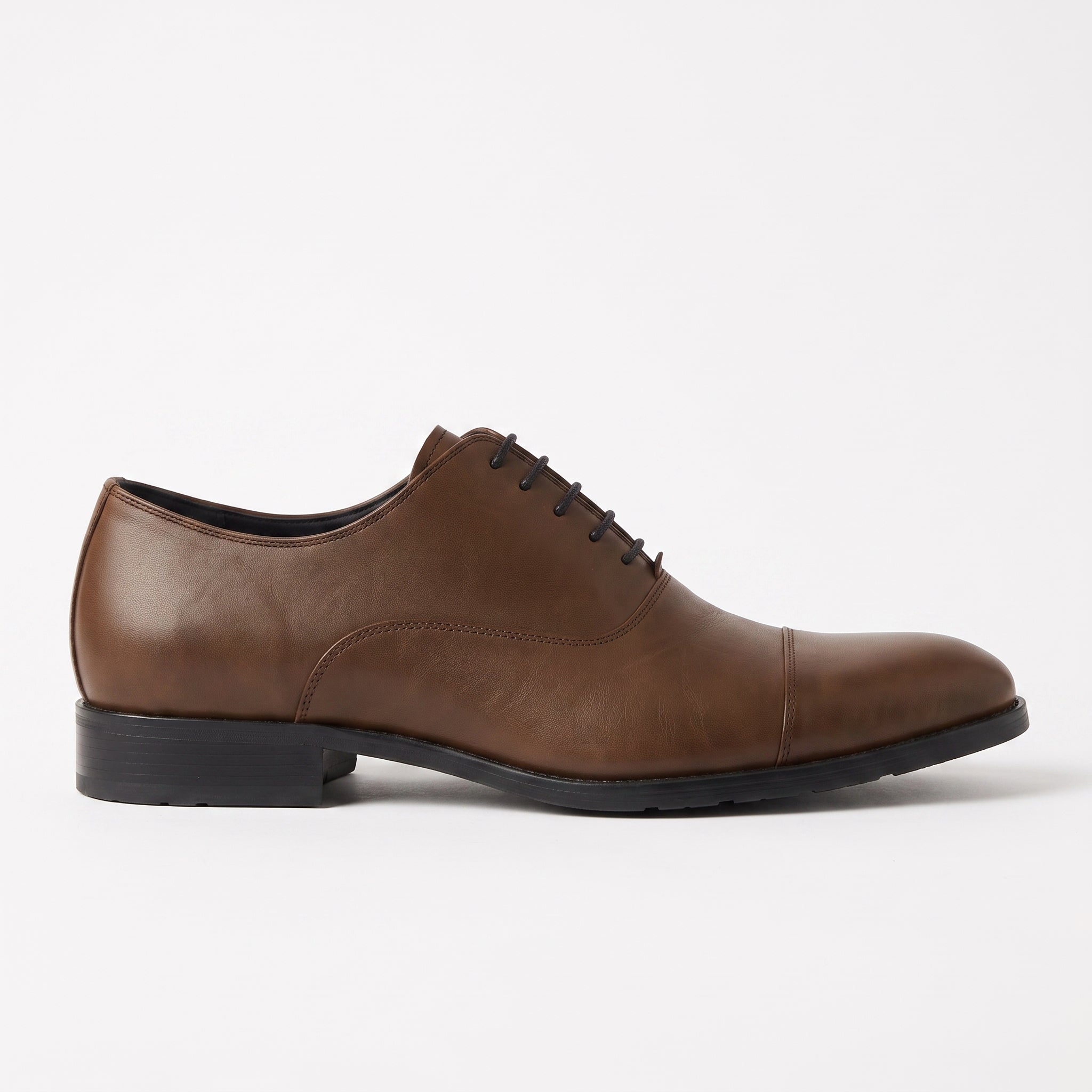 Men's Brown Cap-Toe Leather Oxfords — Oakes