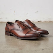 Men's Brown Cap Toe Leather Oxfords — Silksworth