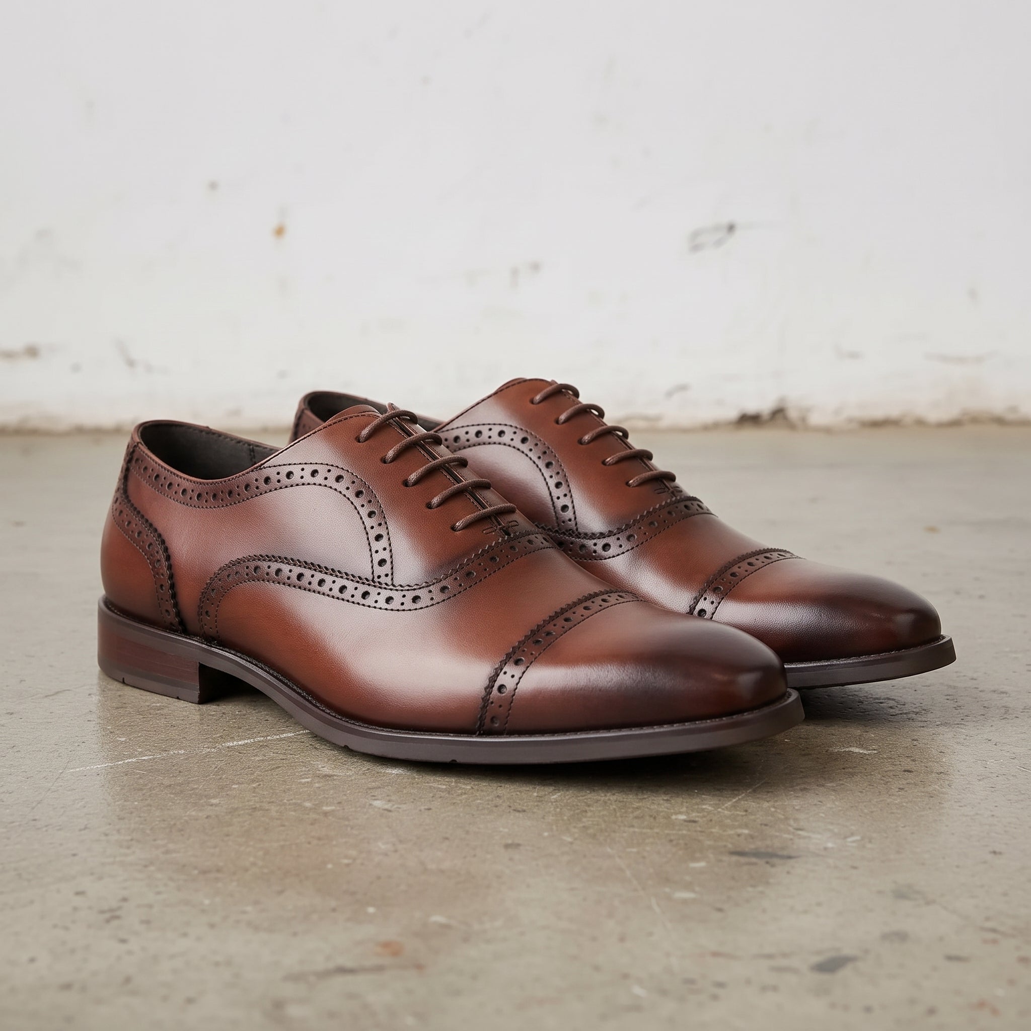 Men's Brown Cap Toe Leather Oxfords — Silksworth