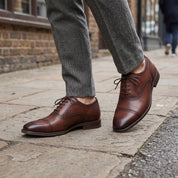 Men's Brown Cap Toe Leather Oxfords — Silksworth