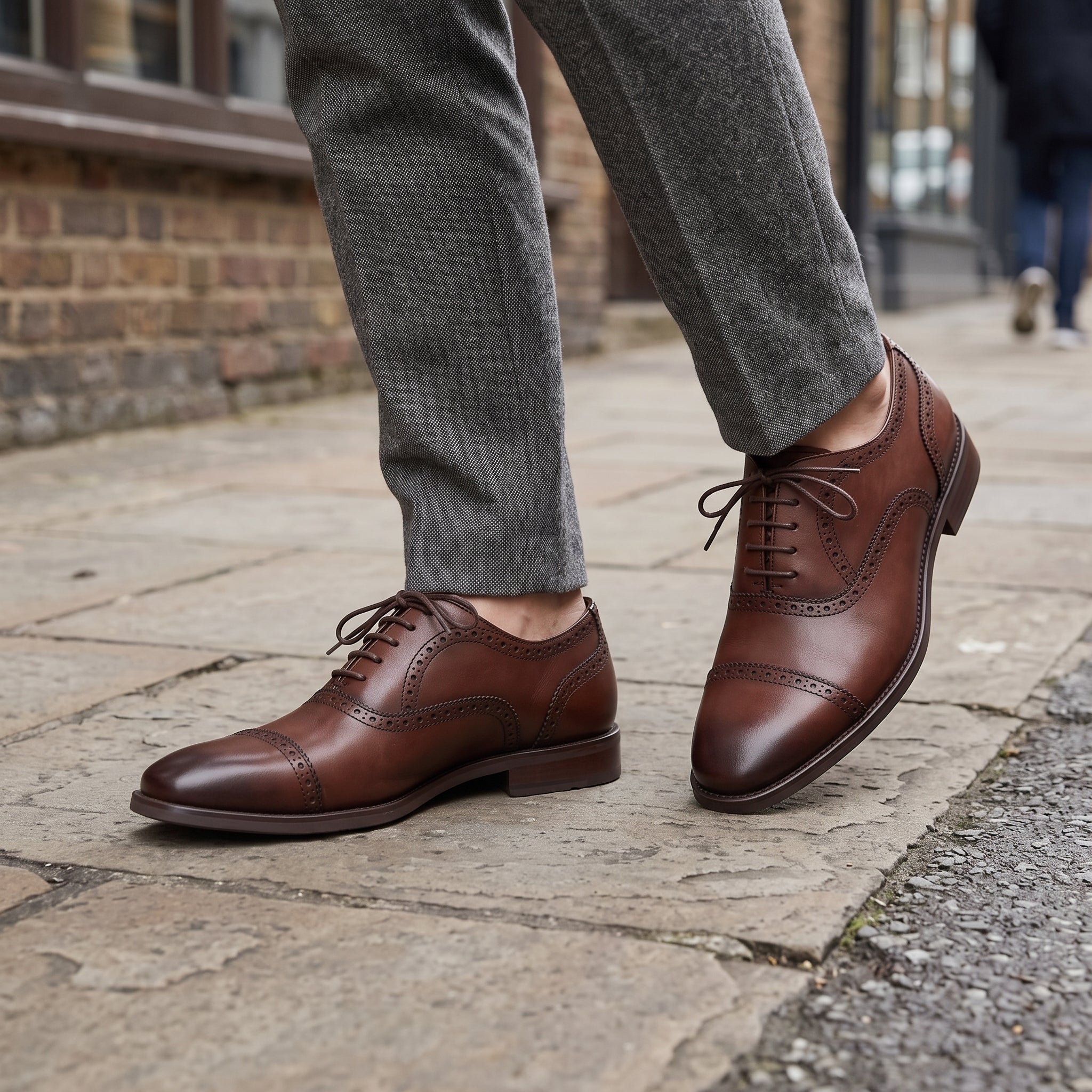 Men's Brown Cap Toe Leather Oxfords — Silksworth