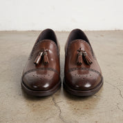 Men's Brown Cap-Toe Leather Tassel Loafers — Thomas