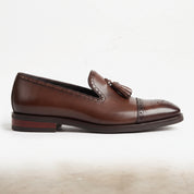Men's Brown Cap-Toe Leather Tassel Loafers — Thomas