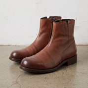 Men's Brown Cap-Toe Leather Zip Boots — Warnford