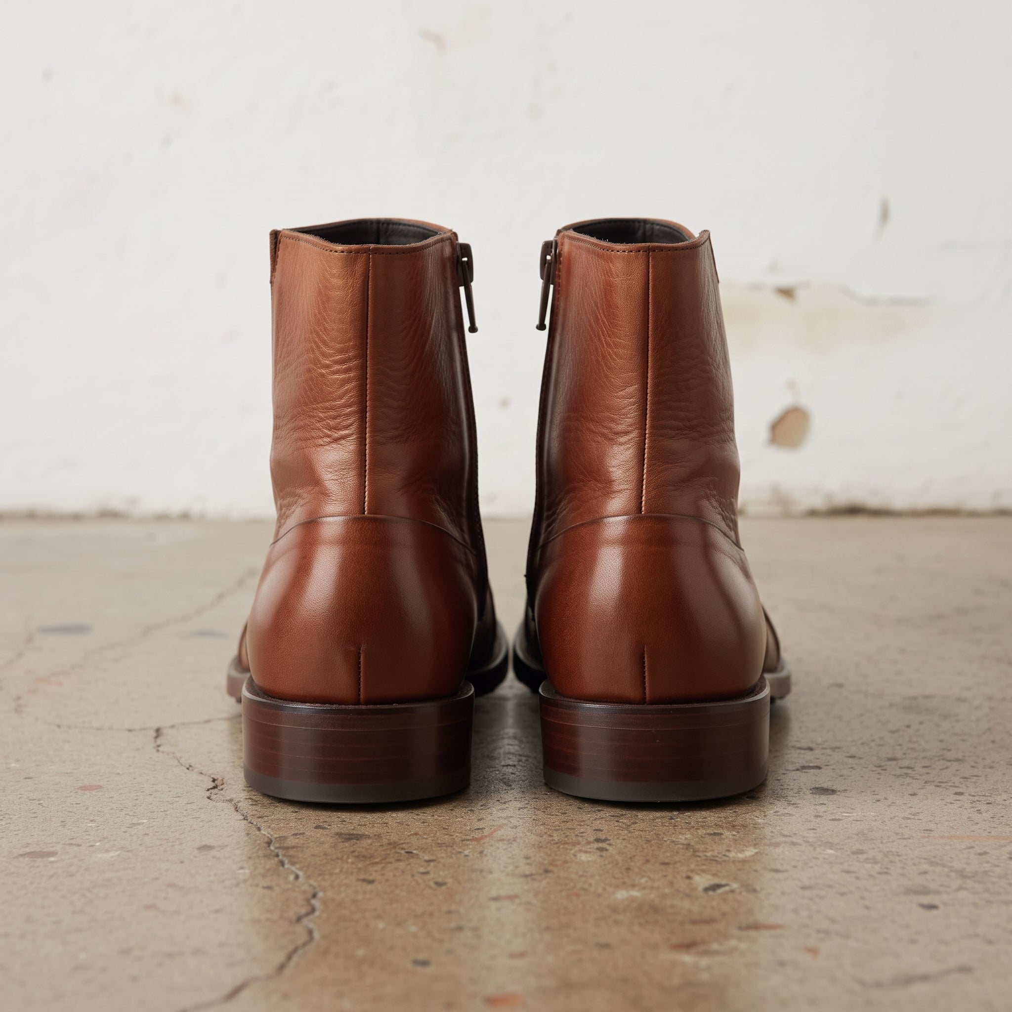 Men's Brown Cap-Toe Leather Zip Boots — Warnford