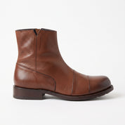Men's Brown Cap-Toe Leather Zip Boots — Warnford