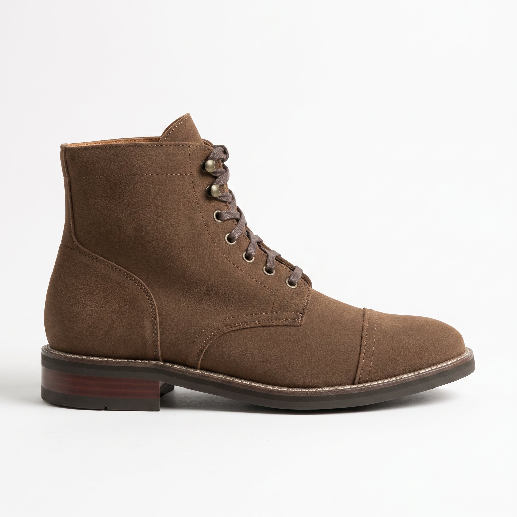 Men's Brown Cap-Toe Suede Ankle Lace-Up Boots — Oxley