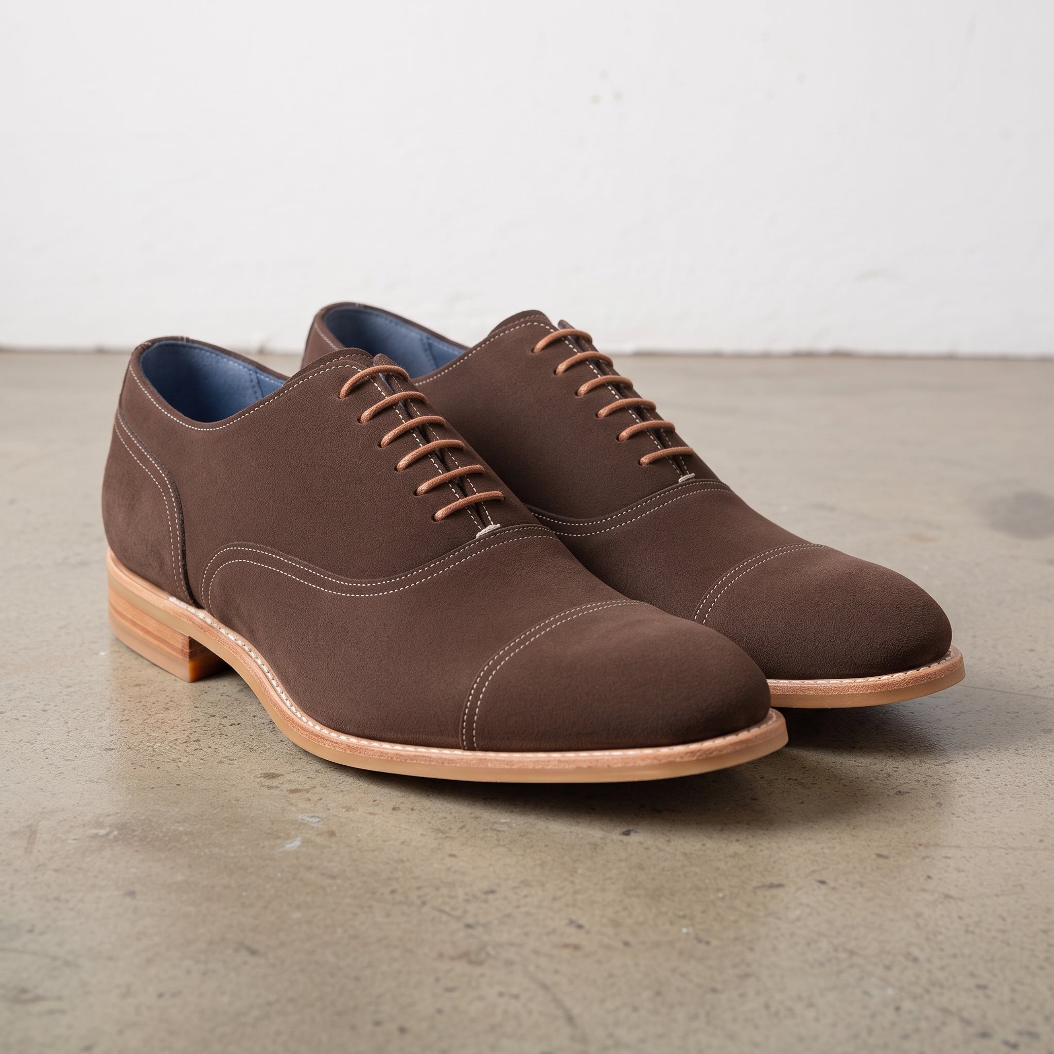 Men's Brown Cap-Toe Suede Oxfords — Ashfield