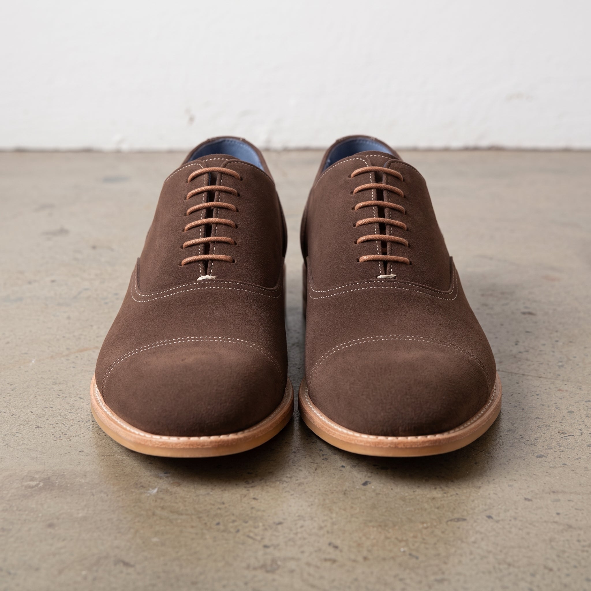 Men's Brown Cap-Toe Suede Oxfords — Ashfield