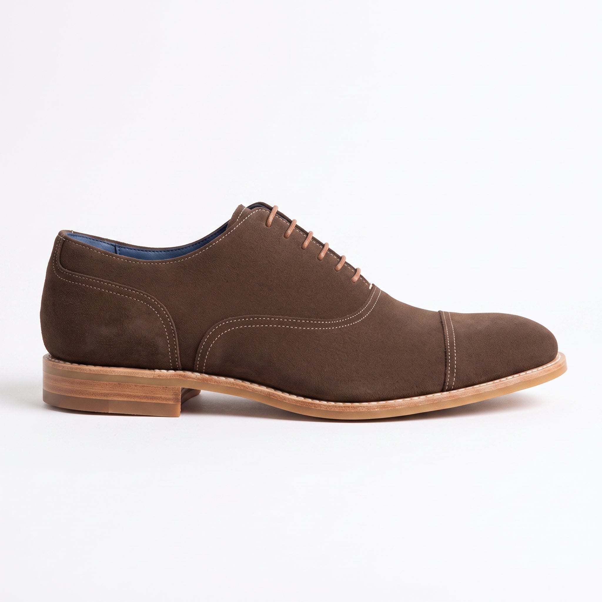 Men's Brown Cap-Toe Suede Oxfords — Ashfield