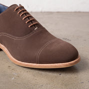 Men's Brown Cap-Toe Suede Oxfords — Ashfield