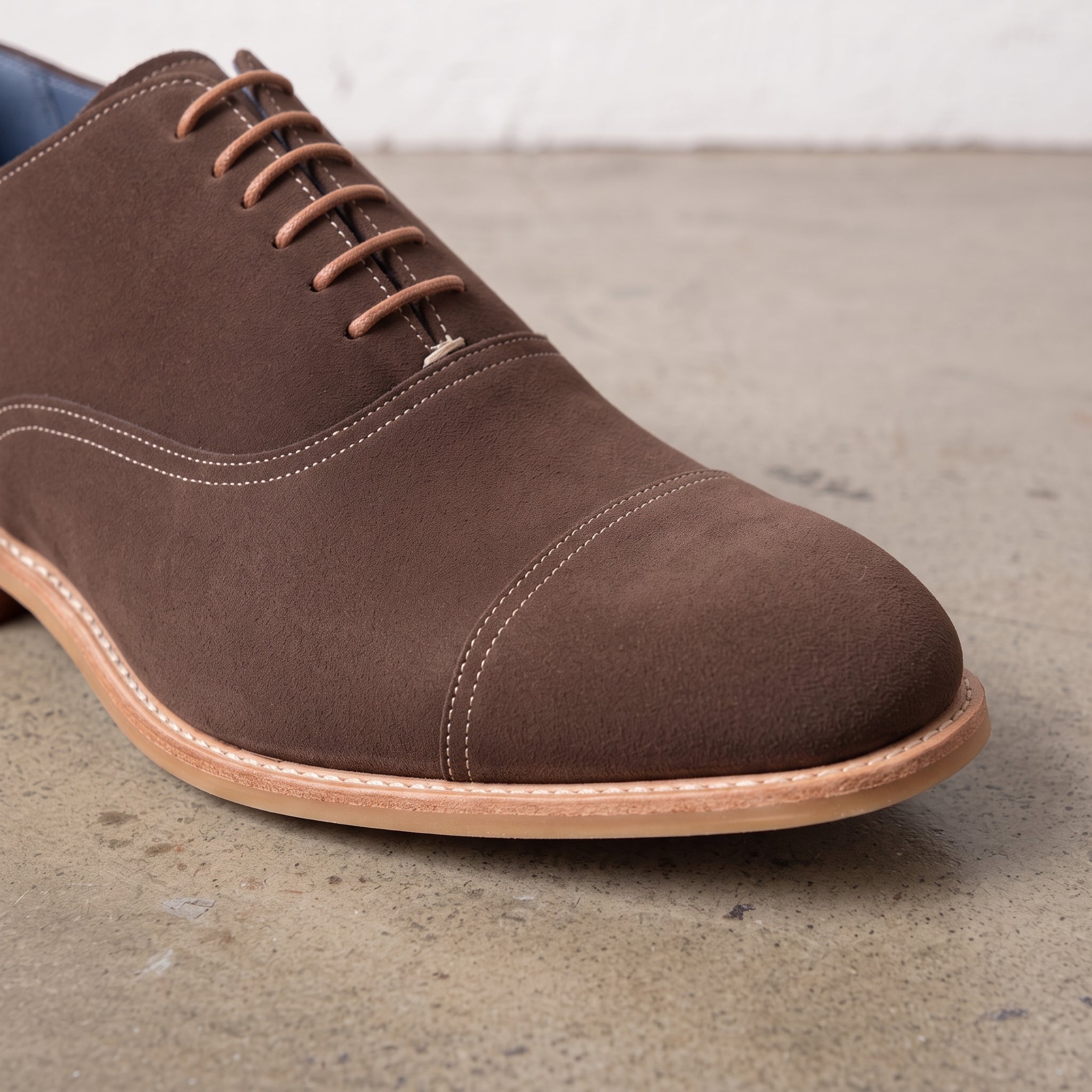 Men's Brown Cap-Toe Suede Oxfords — Ashfield