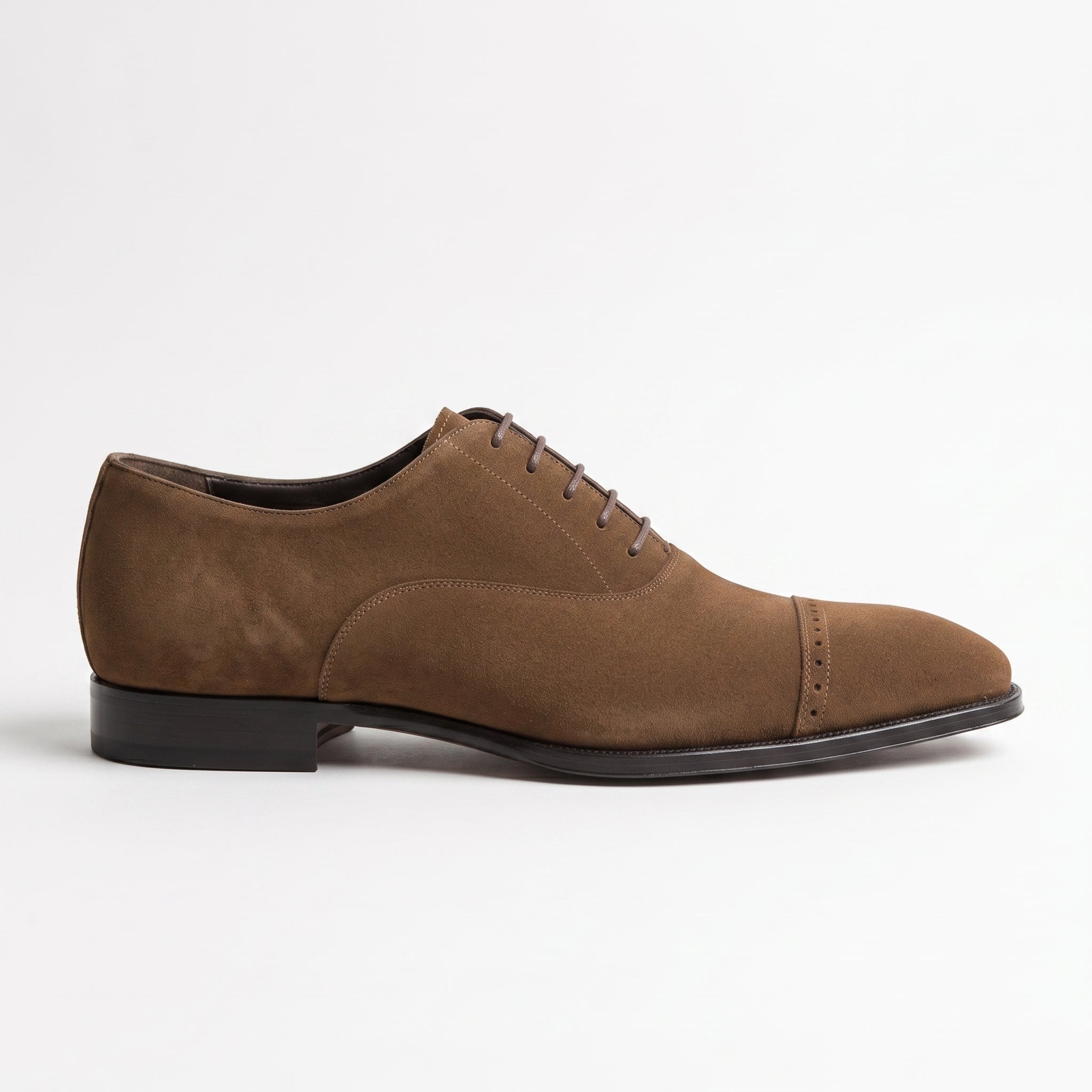 Men's Brown Cap-Toe Suede Oxfords — Lundy