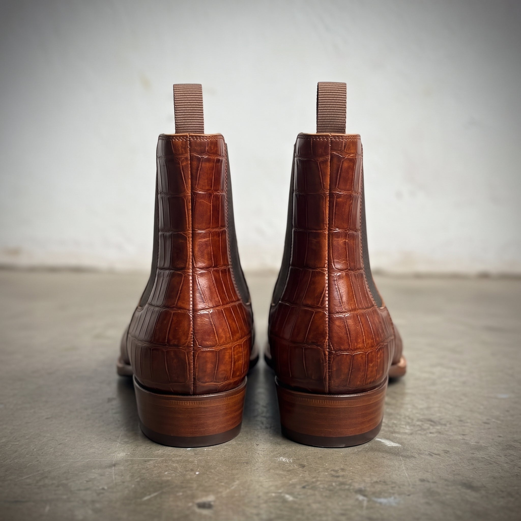 Men's Brown Crocodile-Embossed Leather Chelsea Boots — Hickson