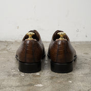 Men's Brown Crocodile-Embossed Leather Oxfords — Atwick