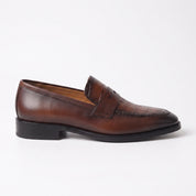 Men's Brown Alligator-Embossed Leather Penny Loafers — Chalfont