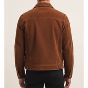 Men's Brown Cropped Suede Shirt Jacket — Egbert