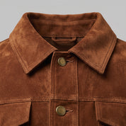 Men's Brown Cropped Suede Shirt Jacket — Egbert