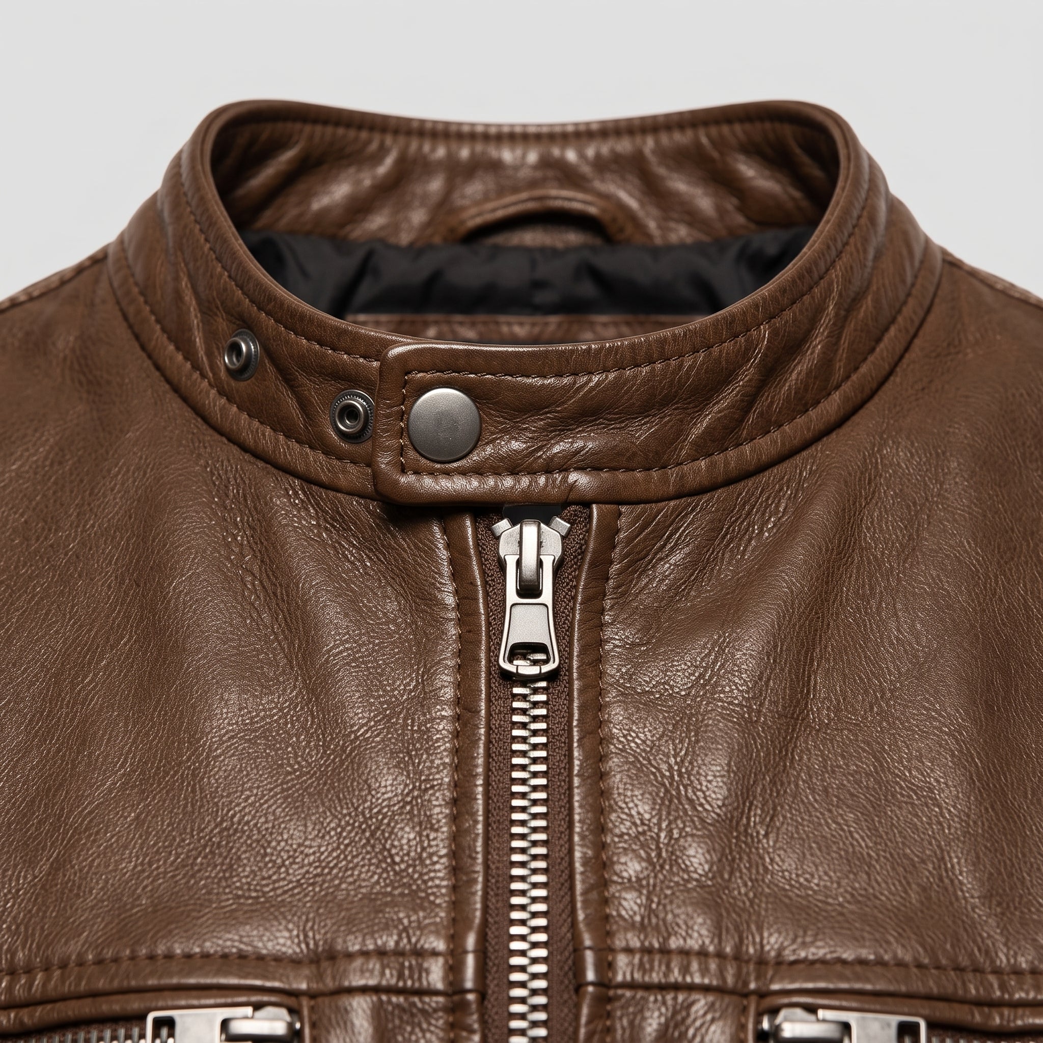 Men's Brown Leather Cafe Racer Jacket — Appleford