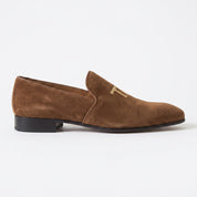 Men's Brown Embroidered Suede Loafers — Stratford