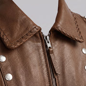 Men's Fringe Brown Leather Biker Jacket — Cheswick