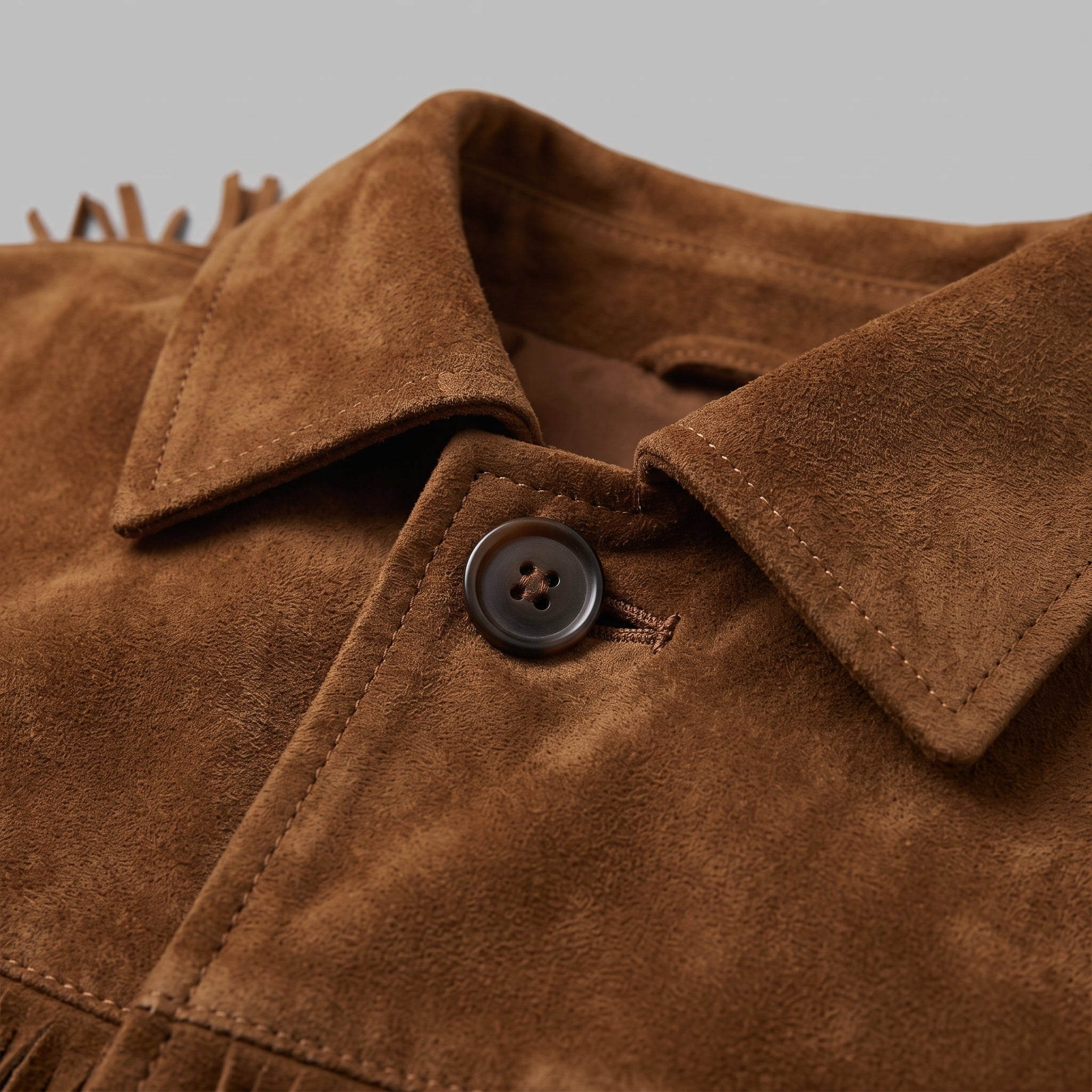 Men's Brown Fringe Suede Western Jacket — Carling