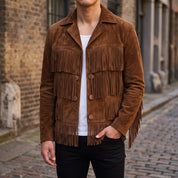 Men's Brown Fringe Suede Western Jacket — Carling