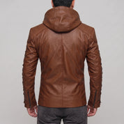 Men's Brown Hooded Leather Jacket — Bretherton