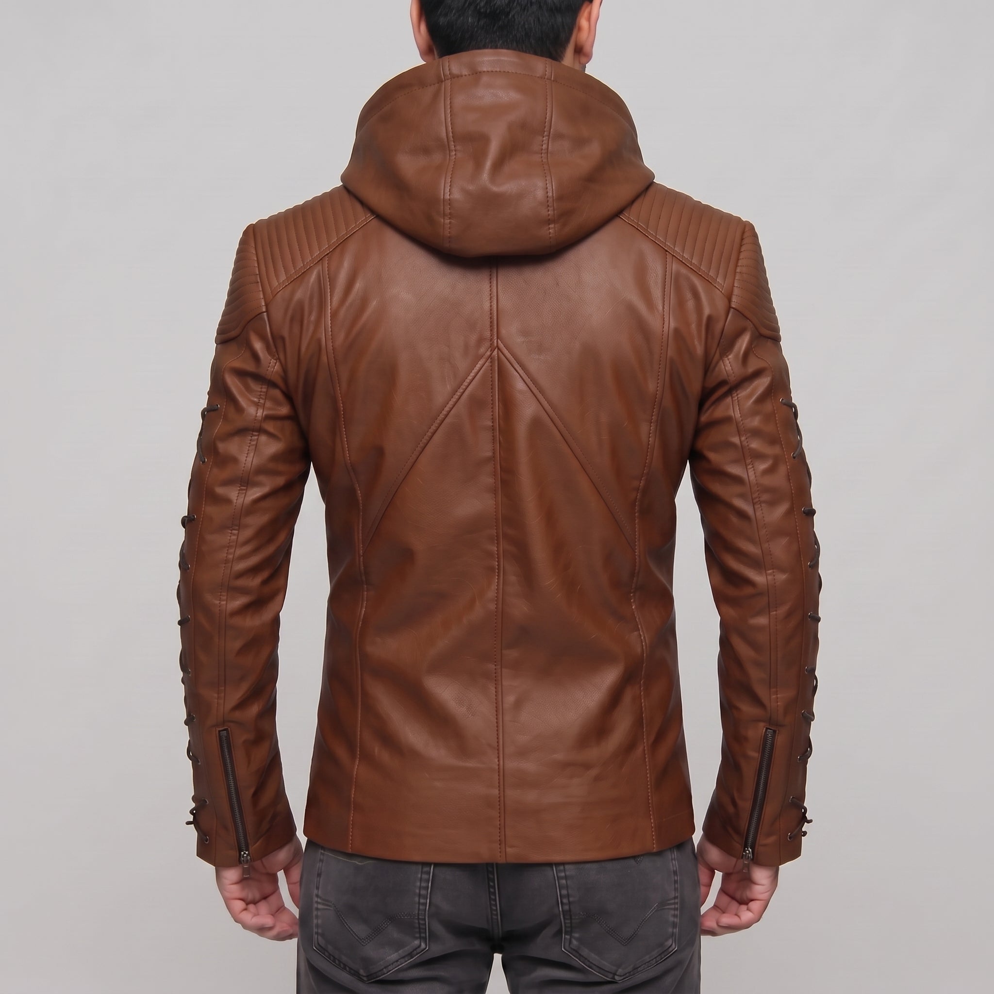 Men's Brown Hooded Leather Jacket — Bretherton